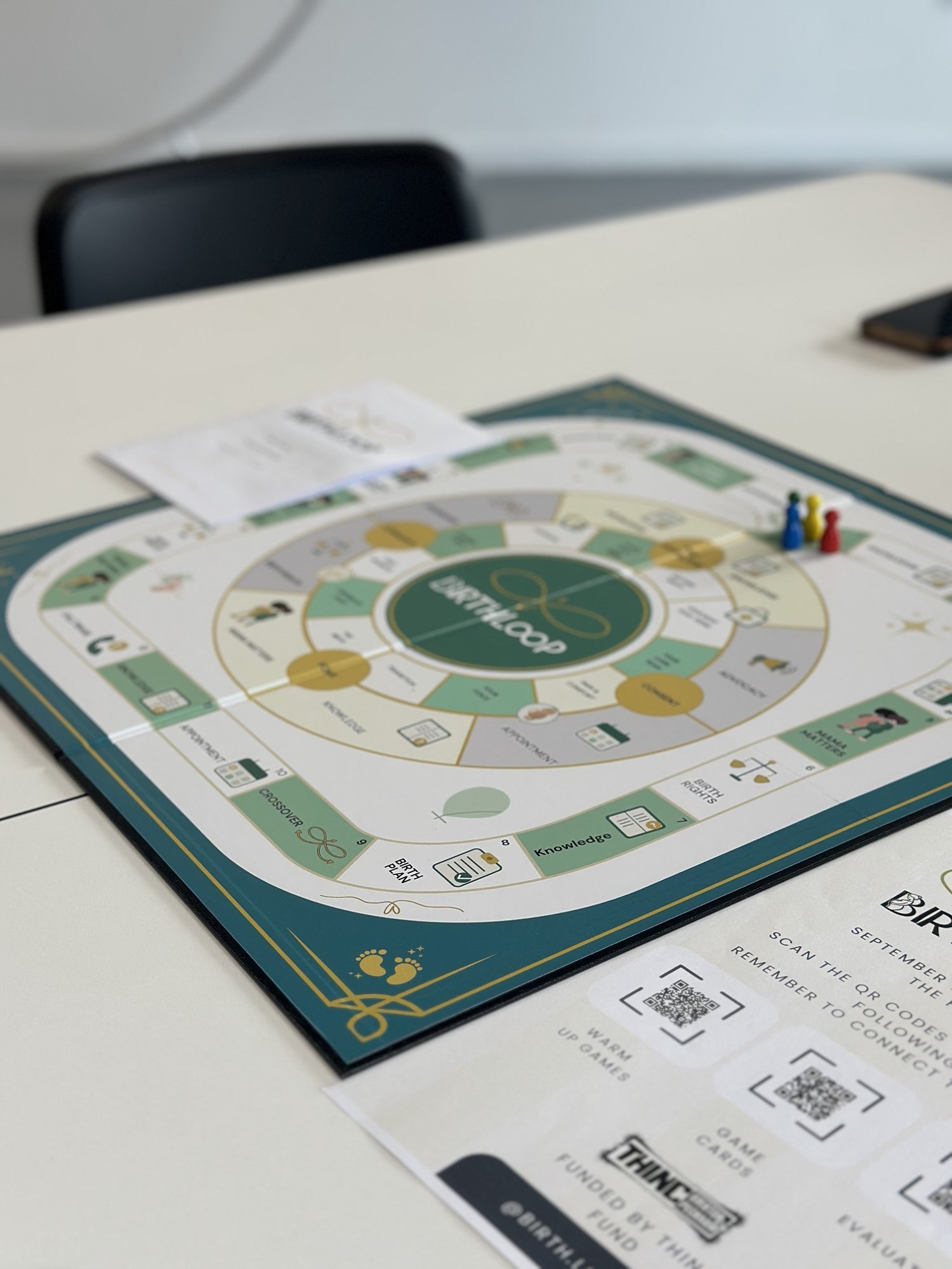 Close-up of Birth Loop game cards